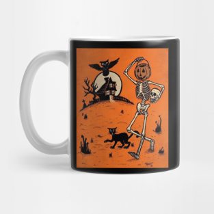 Retro Halloween Spooky Season Dancing Skeleton Trick or Treat Mug